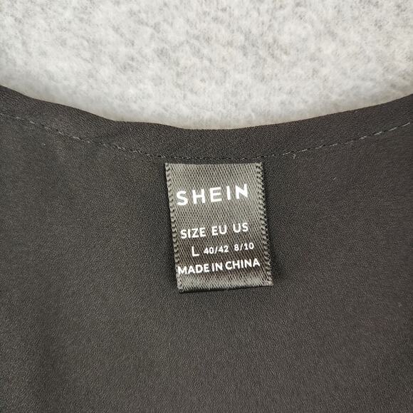 🌼Shein Top Womens Size 8/10 Black Sleeveless V Neck - Picture 7 of 13